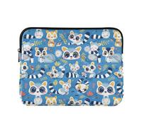 Lemurs Madagascar on Blue Pattern Sleeves for Laptops Soft Lining Computer Carrying Bags 13 Inch 14 Inch Women Men