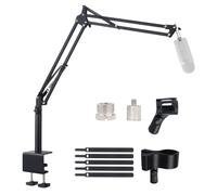 Lemxadd Microphone Stand Mic Boom Arm for Blue Yeti HyperX QuadCast SoloCast Elgato Wave Nano Snowball Q2U Fifine K688 AM8 and More Mic, Overhead Desk Mic Stand with 5/8" 1/4" Adapter
