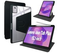 Lemxiee PU Leather Cover for Lenovo Idea Tab Plus 12.1" Case with Swivel stand & Pen slot position,PU leather + Transparent Acrylic