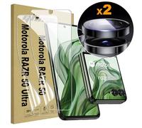 Lemxiee Screen Protector for Motorola Razr 50 Ultra & Razr 60 Ultra & Razr 50 & Razr 60 [Non-Glass] [Pack of 2+1] Tempered Glass Camera Protection + HD Flexible TPU Screen Protector Screen Protector