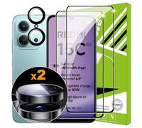 Lemxiee Screen Protector for Xiaomi Redmi 15C 4G & 5G Tempered Glass [2+1 Pieces] Camera Protection + HD 9H Hardness Screen Protector Film Screen Protector