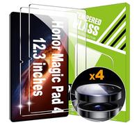 Lemxiee Tempered Glass for Honor Magic Pad 4 12.3" Screen Protector [2+2 Pack] Camera Lens Protector Film