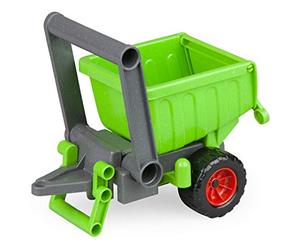 Lena 04214 - EcoActives green trailer approx. 20 cm for EcoActive tractor, trailer made of plastic with natural smell of wood due to wood content, for children from 2 years of age