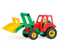 Lena 04361 - Aktive tractor with front shovel, commercial vehicle approx. 36 cm, tractor with shovel and movable play figure, farm play set, play vehicle set for children from 2 years