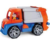Lena 04416 - TRUXX refuse truck, refuse truck appr. 29 cm, rubbish truck with function, 1 refuse bin play figure, for children from 2 years, play vehicle set in orange, blue