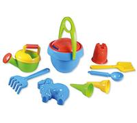 Lena 05420 - Happy Sand play set for boys I, sand toy with 10 parts for children from 2 years, beach toy with bucket, sieve, shovel, rake, watering can, ice cream scoop, 2 ice cream cones and 2 moulds