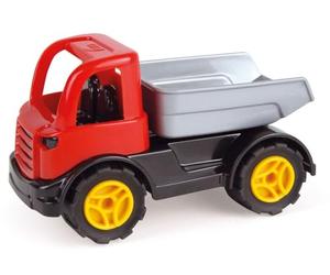 Lena 1260 Workies Dump Truck 12 cm ABS Plastic Toy Dumper with Loading Dump Rubber Tyres and Galvanised Steel Axles for Children from 18 Months Red