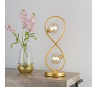 Lena 2 Light Satin Brass Table Lamp Pagazzi Metallic Gold One Size