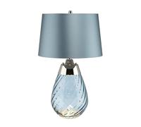 Lena 2 Light Small Blue Table Lamp Bluetinted Glass Duck Egg Blue Shade E27 Netlighting Blue One Size
