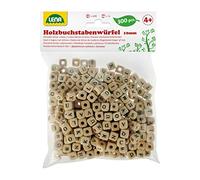 Lena 32005 - Craft set of wooden ABC - cubes, set with 300 cubical threading beads with letters, wooden beads set for children from the age of 3. Bead set for making your own jewellery