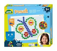 Lena 35621 Mosaic Plug-in Game Set, Mosaic with 140 Plugs Diameter 10 mm for Children from 3 Years, with Pegboard Approx. 21 x 16 cm and Organiser, Colourful