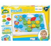 Lena 35630 - My first peg mosaic with 36 pegs, mosaic tiles 32 mm Ø, mosaic set with 7 templates with rounded corners, peg game for children from 2 years, mosaic craft set