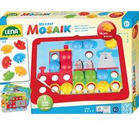 Lena 35633 x First Mosaic Traffic Mosaic with 36 Plugs, Mosaic Stones with Diameter 32 mm, Mosaic Game with 7 Templates, Plug-in Game for Children from 2 Years, My First Mosaic Craft Set, Colourful