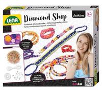 Lena 42304 - Handicraft set Diamond Shop large, complete set with 10.000 threading beads, elastic threads, sorting bowl and instructions, jewellery set for children from 8 years of age