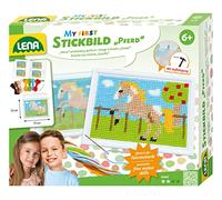 Lena 42625 Horse Embroidery Kit, Complete Set with Embroidery Hoop, Metal Blunt Needle, Wool Yarn, Embroidery Grid with Preprint and Instructions (English language not guaranteed), for Children from 6