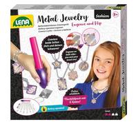 Lena 42655 - Engraver's Jewelry Studio, engraving studio for children from 9 years, set with battery operated engraver, glue, 800 rhinestone jewels and 6 metal pendants with chains
