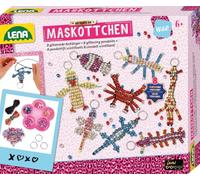 Lena 42690 - Craft set for 8 mascots, complete set for 8 lucky charms/key rings with 740 metallic XXL threading beads, black cord, 8 key rings and instructions, set for children from 6 years