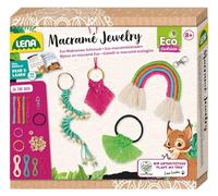 Lena 42839 Eco Macramé Jewellery, Latch Making Set for Children from 8 Years, Craft Set for Knotting a Key Ring, Necklace, Hair Scrunchie and Rainbow Pendant, Creative Set Jewellery