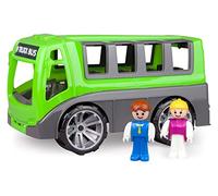 Lena 4454 Truxx Bus, Approx. 27 cm, Play Robust Coach and 2 Fully Articulated Figures, Vehicle Set for Children from 2 Years, Toy Green/Grey