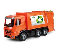 Lena 4614 x Worxx Rubbish Truck Mercedes Benz Arocs Play Car Approx. 53 cm Utility Vehicle for Children from 3 Years Robust Bin Truck with 2 Wheelie Bins and Real Play Functions, Orange
