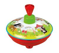 Lena 52449 x Humming Diameter 13 cm The Little Mole Sheet Metal Swing Classic Pump Spinning Top with Tip Toy for Children from 18 Months, Colourful