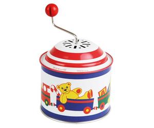Lena 52756 Turning Handle Approx. 10.5 x 7.5 cm, with Melody The Spring, Musical tin, for Children Over 18 Months, with Toy Box Motif
