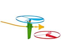 Lena 61290 Propeller Flight Game Fly High, Flight Toy with 2 Rotors Approx. 18 cm and Starter Device, Propeller Game with Child Safety, Flight Play Set for Children from 36 m+, Colourful