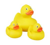 Lena 65543 Duck Family Set of 3 Mama Duck Approx. 11 cm and 2 Duck Chicks Approx. 5 cm as Bath Toy Squeaky Duck for Bathing and Playing, Bath Duck Family, Duck Set for Children from 12 Months, Yellow