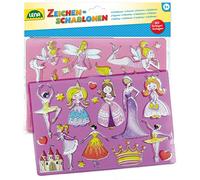 Lena 65766 - Stencil set Princesses and Fairies, 2 stencils with colour samples of princesses and fairies, painting stencils each approx. 26 x 19 cm, painting set for children from 3 years of age