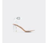 Lena Barely There Perspex Block Clear Heel In Nude Patent, Women's Size UK 7