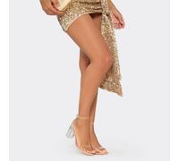 Lena Barely There Perspex Block Clear Heel In Nude Patent, Women's Size UK 8