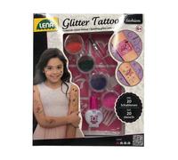 LENA Body Glitter Tattoo Set with 20 stencils, 4 glitter colors & brush for...