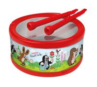 LENA Funny Drum The Little Mole - Drum for Children with Rattle Effect thanks to Integrated Balls, Diameter 21 cm Including 2 Drumsticks, Drum Kit for Children from 3 Years