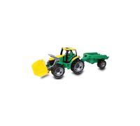 Lena 02123 - Sturdy Giant tractor with shovel and trailer, Giga Trucks, approx. 62 cm and 43 cm, large toy vehicle set for children from 3 years, tractor with functioning loading shovel and trailer