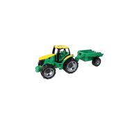 Lena 02122 - Sturdy Giant tractor with trailer, Giga Trucks, approx. 62 cm and 43 cm, large toy vehicle set for children from 3 years, tractor with trailer for sandbox, beach and children's room
