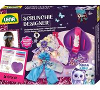 Lena Glam Scrunchies Designer Craft Set, Creative Set for Girls with Textile, Elastic Band, 5 Charms, Heart Storage Box & Sewing Material, Gift Set for Children from 6 Years