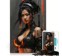 Lena Lethalstrike - Cyberpunk Ninja Assassin Puzzles for Adults 1000 Puzzles Sharp Logic Precise Cut Family Activity (38x52cm)