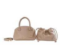 Lena Mane Handbag, Premium PU Leather Tote with Drawstring Pouch, Spacious Interior, Lightweight Professional Design (Khaki)