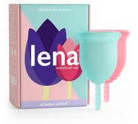 Lena Menstrual Cups Original 2-Pack Set (Small & Large) Soft Medical-Grade Silicone Period Cups for Women Heavy Flow, Reusable 12-Hour Leak-Free Comfort, Feminine Care, Turquoise and Pink