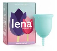 Lena Menstrual Cups, Reusable Period Cup, Tampons,Period Underwear and Pads Alternative, Feminine Care, FSA HSA Eligible, Silicone Menstrual Cup, Made in USA, Super Heavy Flow, Large, Turquoise