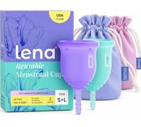 Lena Menstrual Cups Set (Small & Large) Period Cup, Purple & Turquoise | 2-Pack, Soft Medical-Grade Silicone, for Women Heavy Flow, Reusable, 12-Hour Comfort, Leak-Free Protection, Feminine Care