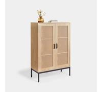 Lena 2 Door Tall Rattan Sideboard Cabinet VonHaus Brown One Size