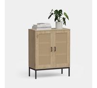 Lena 2 Door Tall Rattan Sideboard Cabinet VonHaus Brown One Size