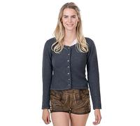 Lena Women's Traditional Cardigan - Elegant & Fitted Costume Jacket Made of High-Quality & Lightweight Stretch Cotton Dirndl Jacket, darkgray, L