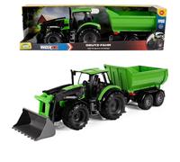 Lena 7250 Worxx Tractor Deutz-Fahr Agroton with Trailer - 74 cm Toy Tractor from 3 Years, Outdoor & Indoor, Steel Axles, Made in Europe