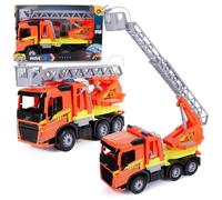Lena® Worxx Volvo FMX Fire Brigade - 48 cm Fire Engine with Spray Function, 3-Axis with Steel Axles, Rotating Ladder up to 60 cm, TÜV Certified, from 3 Years, Indoor & Outdoor, Made in Europe