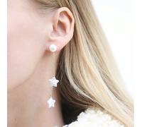 LENAE Dana Double Drop Star Pearl Earrings - Gold Vermeil - Gold/White - Gold Vermeil - Dangle/Drop