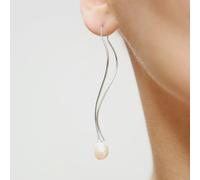 LENAE Josette Pearl Drop Threader Earrings - Sterling Silver - Dangle/Drop/Threader - Silver - Pearl/Rhodium-Plated/Sterling Silver