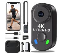Lenane 4K Thumb Action Camera - 128GB Mini Body Cameras with WiFi, 150° Wearable Hands-Free Chest Recording POV Camera - Magnetic Personal Clip On Camcorder for Cycling/Travel/Outoor/Work (Black)