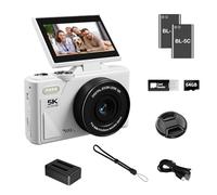 LENANE 5K Digital Camera for Photography with WiFi, 75MP Ultra HD Vlogging Camera for YouTube with 3" 180° Flip Screen,18X Zoom Autofocus Compact Cameras for Beginners Teens with 64GB SD Card.